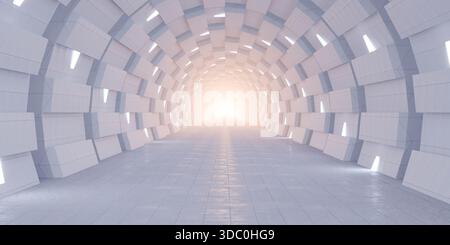 Futuristischer Tunnel mit hellem Licht Stockfoto