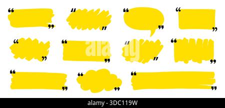 Textbox-Rahmen mit Anführungszeichen. Handgezeichneter Pinselstrich Text Text Sprachnachricht Rahmen Hintergrund. Dialogbox mit Anführungszeichen, Quadrat, Designvorlage für Chatbanner. Vektorabbildung Stock Vektor
