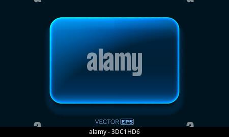 Moderner Blue Neon Glow Frame auf dunklem Hintergrund. Ein lebendiges, leeres Rechteckdesign für digitale Hintergründe und UI-Elemente. Vektorabbildung. Stock Vektor