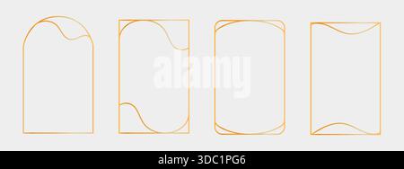 Golden Thin Line Rahmenset. Gold Vector Borders Luxury Minimalist Kollektion. Geometrische Banner dekorative lineare Rechtecke. Stock Vektor