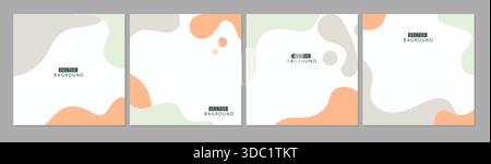 Vektor Minimal Set Hintergründe mit abstrakten Formen. Formen Sie einen organischen flüssigen Hintergrund in Pastellfarben. Broschüre mit Rundmuster in einfacher Form. Stock Vektor