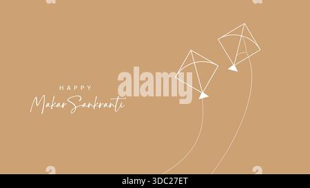 Indisches Festival Happy Makar Sankranti Poster Design mit Gruppe von bunten Drachen. Vektorgrafik. Makar Sankranti Designelemente mit Hap Stock Vektor