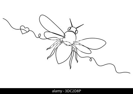 Einfaches, einzeiliges Insekt-Minimalistisches Liebessymbol Stock Vektor