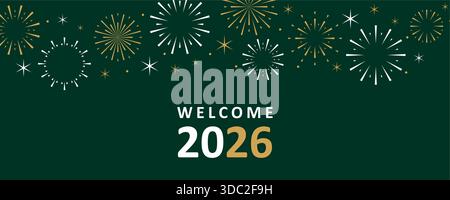 2026 Happy New Year Feuerwerk Welle Vektor Illustration Stock Vektor