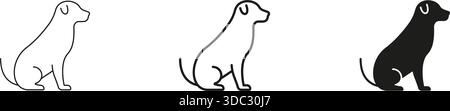 Symbolsatz „Hundesilhouette Linie“ Und „Durchgehend“. Hundetier, Tiersymbol Und Treueumrisse Und Silhouette Symbol Kollektion. Tierpflege Und -Schulung Stock Vektor