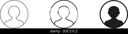 Benutzerprofil Avatar Line Und Solid Symbolgruppe. Benutzeridentifikation, Kontenverwaltung Und Sammlung Von Profilkonturen Und Silhouettensymbolen. Isoliert Stock Vektor