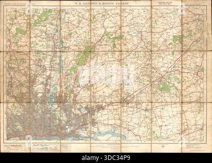 OS-Karte von NE London und der Umgebung in Essex Hertfordshire Kent und Middlesex im Maßstab 1:63.360 oder 1 Inch bis 1 Meile. Stockfoto