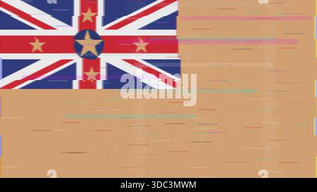 Niue Glitch Flag Vektor, RGB Split Verzerrung, digitale abstrakte Video Frame Illustration Stock Vektor