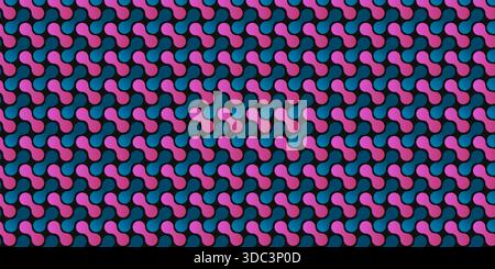 Abstrakte Formen Muster Hintergrund Rosa Blau isoliert auf schwarzem nahtlosem Metaball. Vektorkonstruktion Stock Vektor