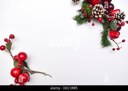 Festliche Weihnachtsbäckerei und Weihnachtsvorbereitung Flat Lay Kollektion mit Kopierraum Stockfoto