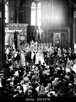 Die Szene in Westminster Abbey während der ***** Königlicher Hochzeitsservice. November 1934. (Foto von Keystone). Stockfoto