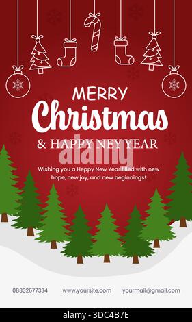 Vorlage für Grußplakate für frohe Weihnachten und frohes neues Jahr. Vektorabbildung Stock Vektor