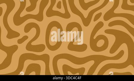 2026 Abstract Brown Groovy Shapes Texture Abstract New Year. Vektorabbildung Stock Vektor