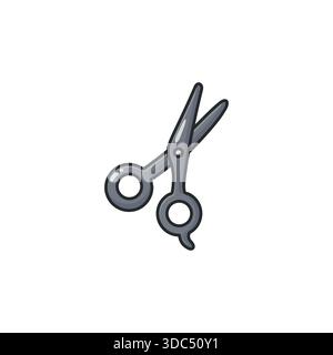 Pastellkritzelhaar Schere Vektor-Symbol in einem sauberen illustrierten Stil. Symbol für Haarschnitt und Haarstyling für Schönheit, Friseur, Pflege und Selbstpflege Stock Vektor