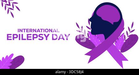 Horizontales Banner-Illustration des internationalen Epilepsietages Stock Vektor