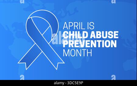 April ist Monat der Verhinderung von Kindesmissbrauch, blaue Hintergrund-Banner-Illustration Stock Vektor