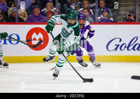 Minneapolis, Minnesota, USA. Dezember 2025. Die Bostoner Spielerin ALINA MULLER bereitet einen Schuss vor. Die Minnesota Frost und Boston Fleet traten am 19. Dezember in der Grand Casino Arena zu einem regulären Saisonspiel an. Die Minnesota Frost siegten mit 5:2. (Kreditbild: © Michael Turner/ZUMA Press Wire) NUR REDAKTIONELLE VERWENDUNG! Nicht für kommerzielle ZWECKE! Stockfoto