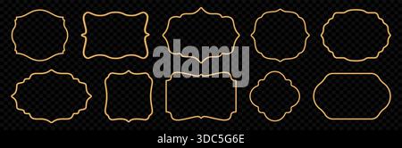 Ramadan Goldrahmen auf schwarzem Hintergrund. Realistische Vintage-Ziervignette, orientalischer 3D-Rand. Vektor-Designelemente für Zertifikat Stock Vektor