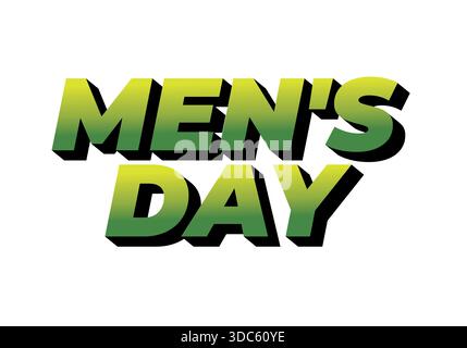 Stilisierte Textgrafik mit den Wörtern „Mens Day“ in einer auffälligen, grünen Farbverlaufsschrift. Stock Vektor