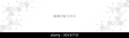 Panoramaansicht des abstrakten geometrischen Hintergrunds mit Sechseck-Formmuster für Banner- oder Website-Header-Vorlage. Vektorabbildung Stock Vektor