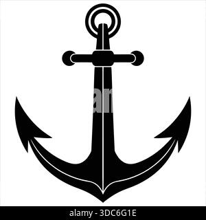 Silhouette Des Ankers Des Seefahrers Stock Vektor