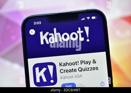 New Delhi, Indien 20 Jägerjahre 2026:- Kahoot Lern-App-Schnittstelle Stockfoto