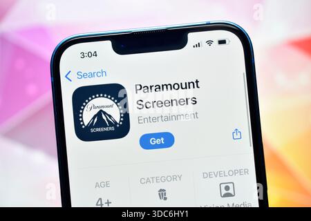 New Delhi, Indien 20 Jäunary 2026:- Paramount Screeners Entertainment App Stockfoto
