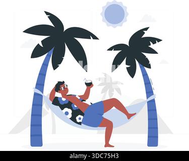 Entspannen Sie in einer Hängematte am Strand Stock Vektor