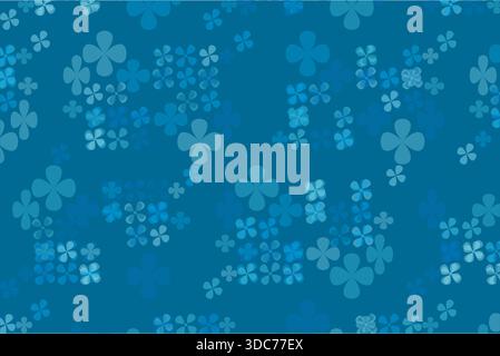 Dieses abstrakte blaue Blumenmuster zeigt weiche, skurrile Blumen auf einem einfarbigen blauen Hintergrund. Das Design erzeugt ein beruhigendes und ruhiges A Stock Vektor