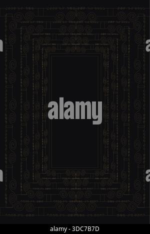 Diese hochwertige, luxuriöse, editierbare Schablone besticht durch ein elegantes und raffiniertes Design mit einem satten mattschwarzen Hintergrund und einem raffinierten goldenen Metallic-orna Stock Vektor