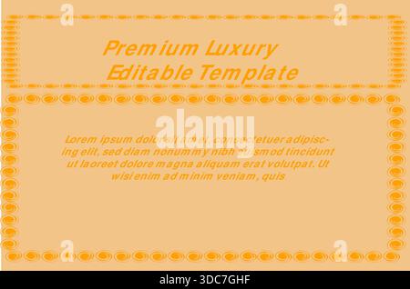 Diese hochwertige, luxuriöse, editierbare Vorlage verfügt über einen warmen Farbverlauf, der von bernsteinfarbenen, goldenen Gelbtönen und weichen Bronzetönen übergeht Stock Vektor