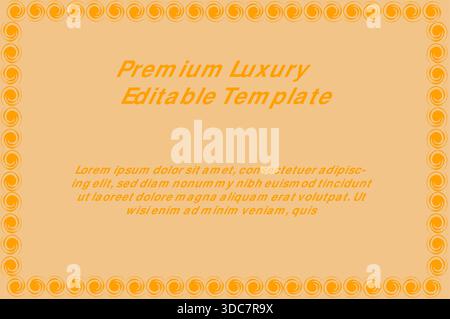 Diese hochwertige, luxuriöse, editierbare Vorlage verfügt über einen warmen Farbverlauf, der von bernsteinfarbenen, goldenen Gelbtönen und weichen Bronzetönen übergeht Stock Vektor