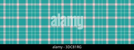 Mexikanisches Muster Tartan Textur, jpg Vektor Stoff Textil. Präsentieren Sie einen karierten Hintergrund mit nahtlosem Karomuster in einer Palette von Petrol und hellen Farben. Stock Vektor