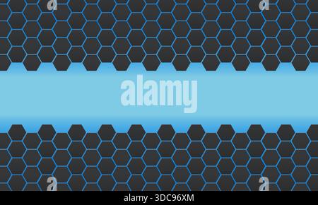 Abstrakter blauer Vektorhintergrund mit schwarzen Gradienten-Sechsecken Stock Vektor