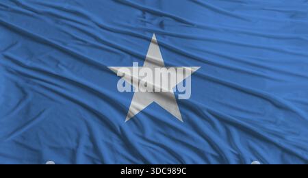Die Flagge Somalias winkt. Flagge Somalias mit Stoffstruktur Stockfoto