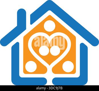Real Estate Family Logo Design Vektor Icon Home Heart Template Protection Stock Vektor
