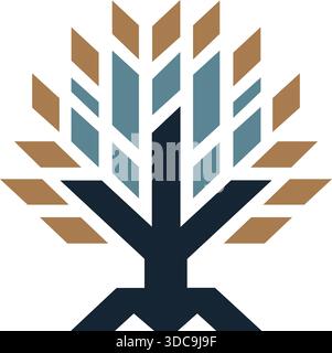 Buntes Abstraktes Vektor-Symbol Moderne Baum-Logo-Vorlage Organisches Design Stock Vektor