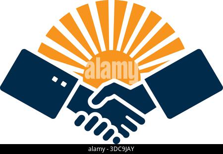 Handshake Sun Business Logo Design Partnership Success Symbol Template Vektor Stock Vektor