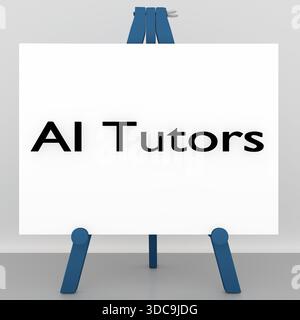 3D-Abbildung eines Stativs mit dem Skript „AI Tutors“. Stockfoto