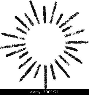 Konfetti-Symbol mit Buntstift-Doodle. Schwarzes Bleistift handgezeichnetes Feuerwerk-Symbol. Kreide-Geburtstagsknacker und Konfetti. Grafisches Designelement für Buntstifte. Vektor Stock Vektor