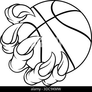 Basketball Ball Kralle Cartoon Monster Animal Hand Stock Vektor