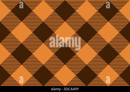 Orange und braune diagonale Vektor Büffel Check nahtlose Muster, Thanksgiving Herbst Check Hintergrund Stock Vektor