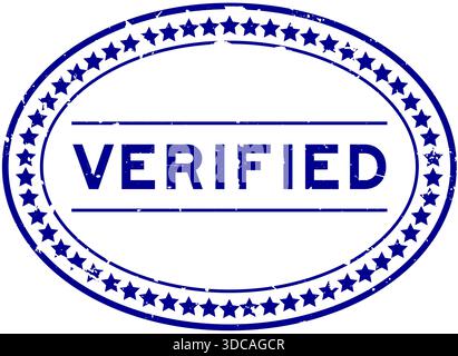 Grunge blau verifiziert Wort oval Gummidichtung Stempel auf weißem Hintergrund Stock Vektor