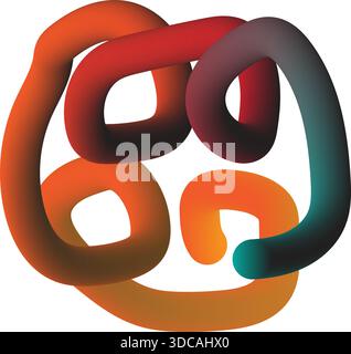 Farbenfrohe, abstrakte Formen sind miteinander verflochten Stock Vektor