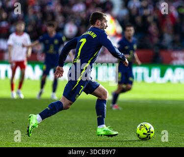 Barcelona, Barcelona, Spanien. Dezember 2025. Antoine Griezmann im Spiel der LALIGA EA SPORTRUNDE 17 zwischen Girona FC und Atletico de Madrid in Estadi Montilivi (Foto: © Marti Segura Ramoneda/ZUMA Press Wire) NUR ZUR REDAKTIONELLEN VERWENDUNG! Nicht für kommerzielle ZWECKE! Stockfoto