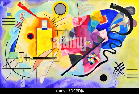 Wassily Kandinsky Gelb Rot Blau 1925 abstrakte geometrische Komposition, die Farbe, Form und spirituelle Dynamik in Einklang bringt. Stock Vektor