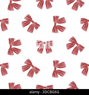 Vektorkokett-Schleifenmuster. Rotes, nahtloses, elegantes Bandmuster. Vektor-Preppy-Muster Stock Vektor