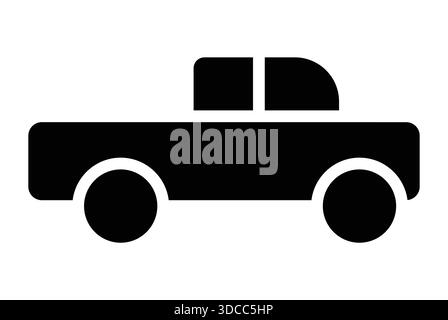 Dieses auffällige schwarze Symbol eines klassischen Pickup-Trucks dient als vielseitige Grafik für verschiedene kreative Projekte und eignet sich perfekt zur Veranschaulichung von Konzepten von Trans Stock Vektor