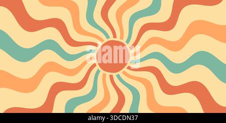 Retro Groovy Abstrakte Sonne Burst Hintergrund Stock Vektor