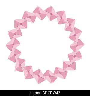 Rosafarbener Umschlag Herzkranz Romantische Kunst Stock Vektor